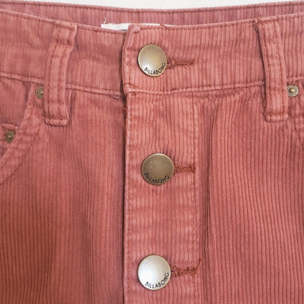 BILLABONG Corduroy Button Front Mini Skirt | Rust Pink Burnt Orange | Size 2 - Picture 7 of 14